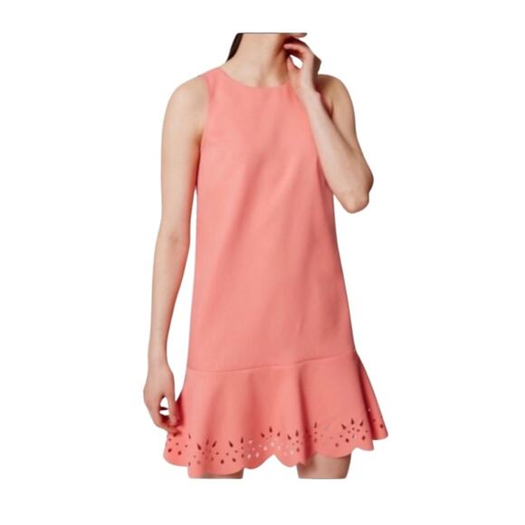 LOFT Dresses & Skirts - LOFT Coral Laser Cut Hem Sleeveless Shift Dress Size 6